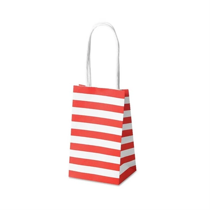 Candy-colored Striped White Kraft Paper Bag